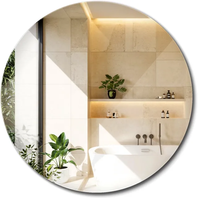 WallMuralia Ronde spiegel zonder rand - 50 cm - Spiegel rond zonder lijst - Modern wandspiegel - Decoratieve wandspiegel