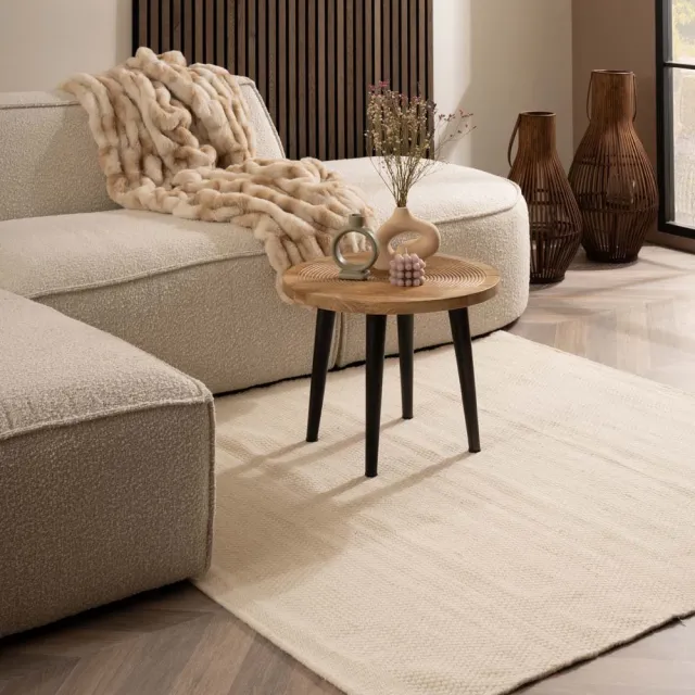 Nordic Weavers Wollen vloerkleed vierkant - Ulstein wit 120x120
