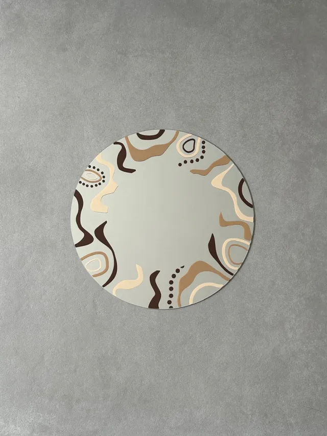 Blemzstudio crazy wave spiegel bruin - 30 cm - rond Groen