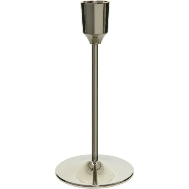 Decoris Luxe diner kaarsen staande kandelaar aluminium kleur zilver 15 cm - Diameter onderkant 7 cm