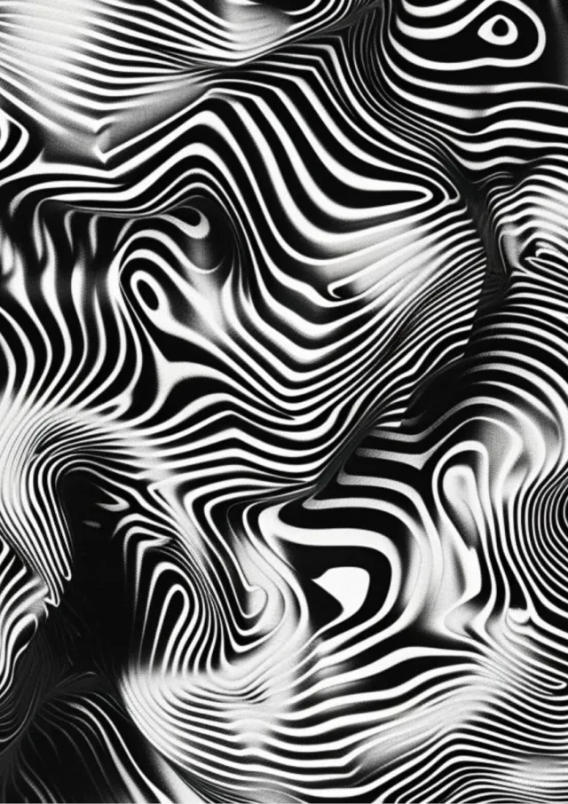 Unyqoos Abstracte zwart-wit poster met dynamisch golvend ontwerp voor elk interieur zwart wit