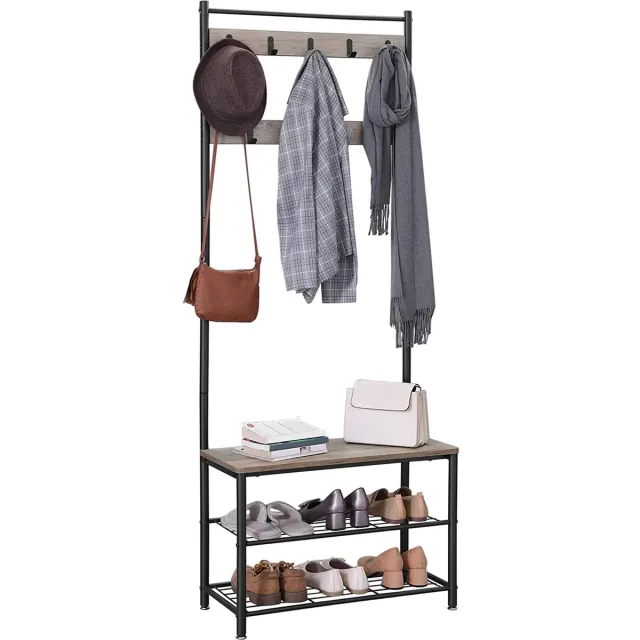 VASGALE Kapstok - Garderoberek - Halmeubel - Schoenenbank - Gangmeubel - 175 x 70 x 32 - Beige