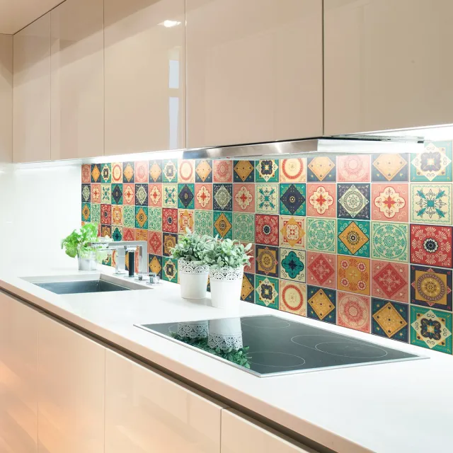Ambiance Sticker Zelfklevende tegelmuurstickers voor keuken en badkamer - 9 ANALISIA AZULEJOS tegelstickers - 9 stickers 20x20cm Multi color