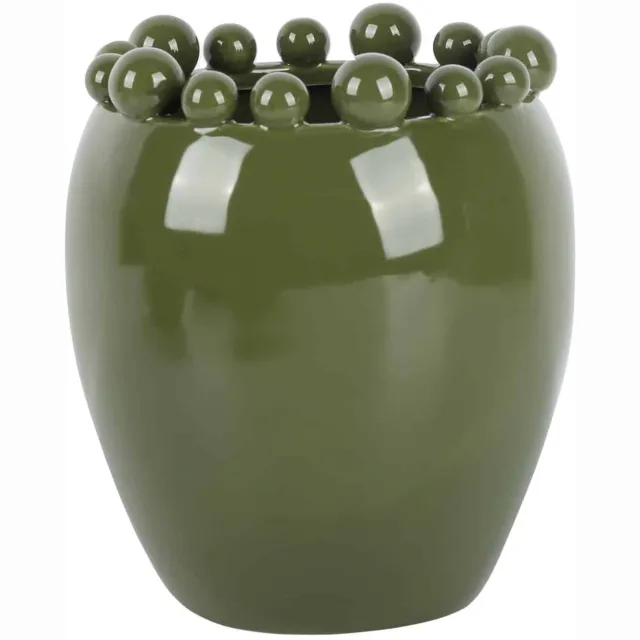 Present Time Vaas Cadiz Dotty Medium - Groen - 16x16x21cm - Keramiek - Scandinavisch - Bloemenvaas - Woondecoratie - Decoratieve vaas voor woonkamer of slaapkamer