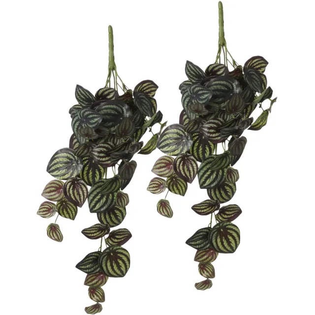 Mica Decorations Mica Decoration Peperomia kunstplant - 2x - hangplant - 58 x 14 cm - Kamer/kantoor planten Groen