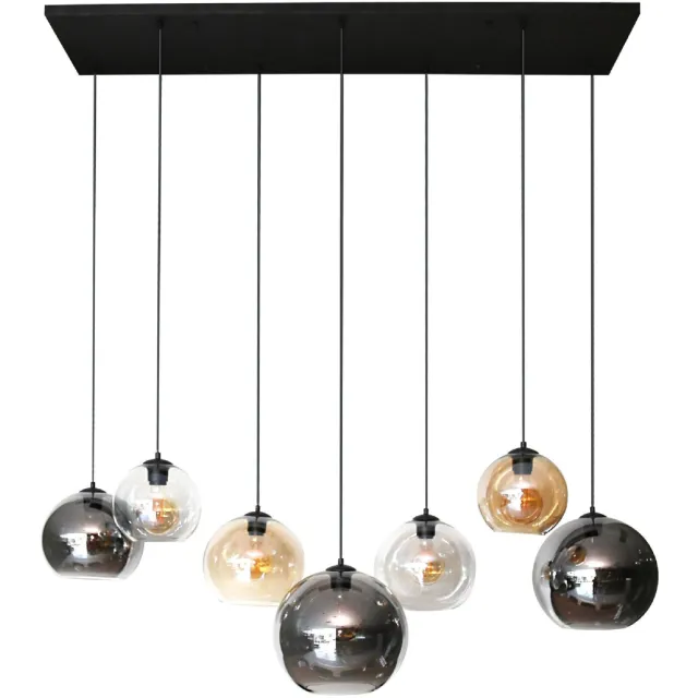 Nest of Nora Hanglamp Lani - 7-lichts globe - Zwart Donkergrijs