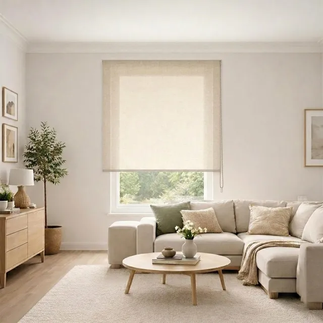 Duraxl Rolgordijn - Lichtdoorlatend - Linnenstructuur - 140 x 200 cm Beige