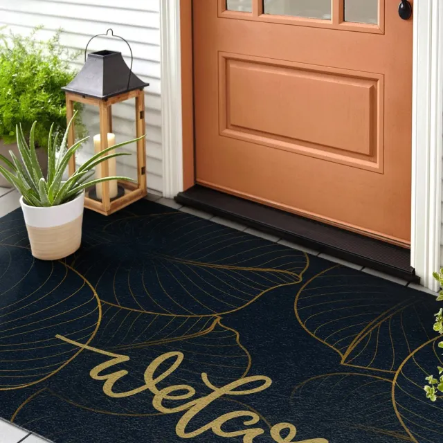 Coloray Buiten Deurmat - Marine Weerbestendige Deurmat - Bladpatroon 'Welcome' Stevige Entreemat - Design Element Voor De Hal - Vuilvangmat Voor Nat Weer - Weerbestendige Deurmat Met Print - 150x100 cm