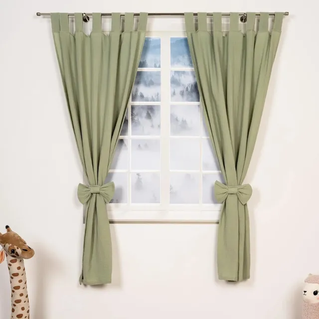 Alavya Home Gordijnen met Lussen 100x150 cm Katoen - 2 Stuks set, Khaki - GOTS