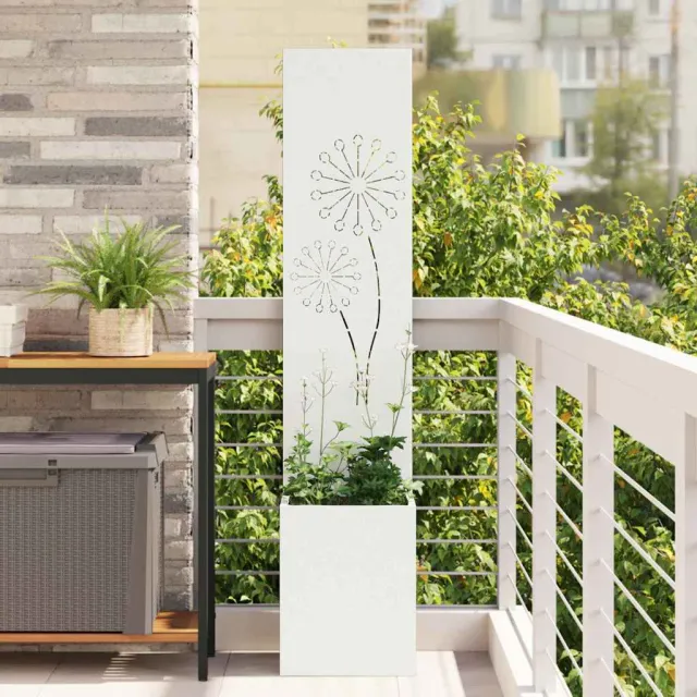 vidaXL Tuin Privacy Screen Wit 32 x 32 x 150 cm Koudgewalst staal