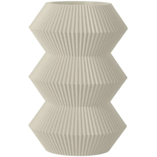Layvo ORDEN Vaas - Crème - D17 x H25 cm - droogbloemen vaas - geometrische vaas - gerecycled plastic