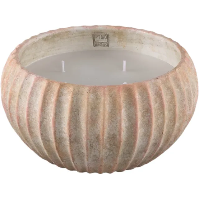 PTMD Elora Brown Cement Outdoor Candle Ribbed Bruin