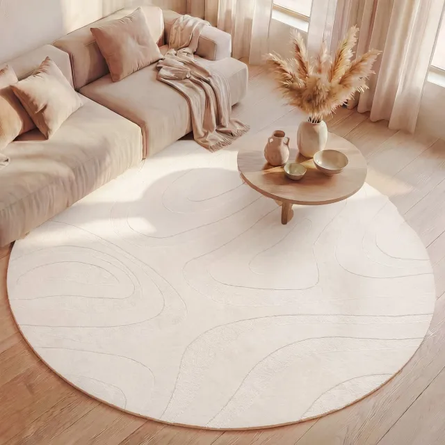 Fraai Rond Scandinavisch vloerkleed - Charm Shapes Wit - Ø 100cm