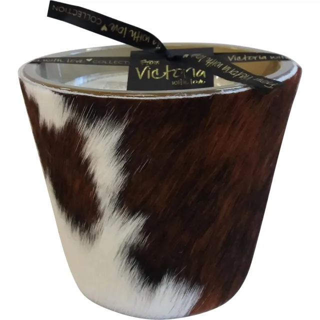 VICTORIA WITH LOVE BY PHILLINE.BE Victoria with Love - Kaars - Geurkaars - Tricolore Cow - Small - Glas - Indoor ZWART WIT EN BRUIN