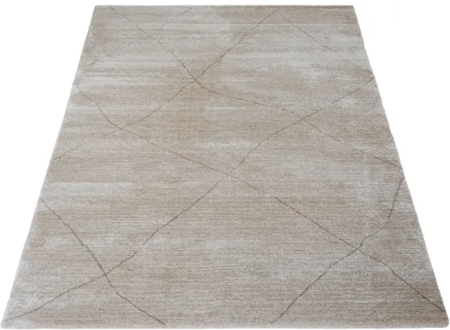 Veer Carpets Vloerkleed Nica 1606 Beige - 200 x 280 cm - Laagpolig Design Vloerkleed met Kruispatroon in Scandinavische / Japandi Stijl