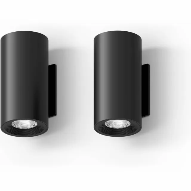 Calex Valmer 2-pack wandlamp - Up & Down – zwart