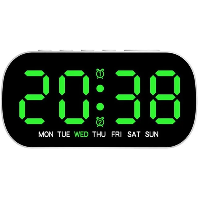 KZQ Multifunctionele digitale wekker met led-display, toont tijd, datum, temperatuur en energiebesparende modus, geschikt voor kantoor en bureau. groente