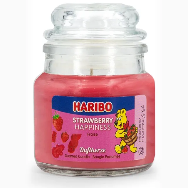 Haribo Strawberry Happiness 85grams kaarsje Meerkleurig