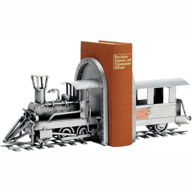 Rawa Geschenken boekenstandaards boekensteunen locomotief vorm thema cadeaus vervoer transport 9,5 x 13,5 x 13 (per lococomtief) grijs