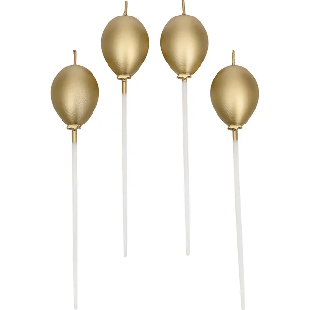 Brand New Cake BrandNewCake® Taartkaarsjes Ballonnen Goud - 4 Stuks - Verjaardagskaarsjes
