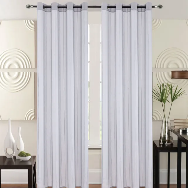 SB Line Kant en Klaar Vitrage Gordijn - Met Ringen - 140x260 cm - Grijs