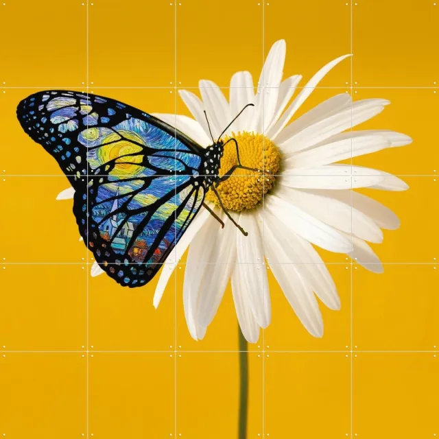 IXXI Spring Pollination, Alejandro B. Canoy - 100 x 100 cm - Grote wanddecoratie en posters - Gemengde Technieken, Digitale Kunst, Slaapkamer Geel
