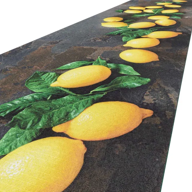 ANRO Keukenloper Limoncello Citroenen Antraciet 280x52cm – Antislip Gangloper Tapijtloper 3 mm