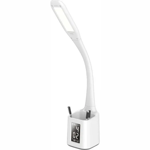 Platinet PDLU6 LED bureaulamp 7W met display klok en temperatuur - pennenbakje - koudwit, wit