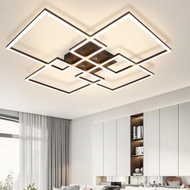 Glitzerlife Plafondlamp - Modern Rechthoekig LED Design - Dimbare Warm Witte Baailicht Lamp - Geheugenfunctie - Metaal - 72,4cm - Zwart Zwart 4 Flammig