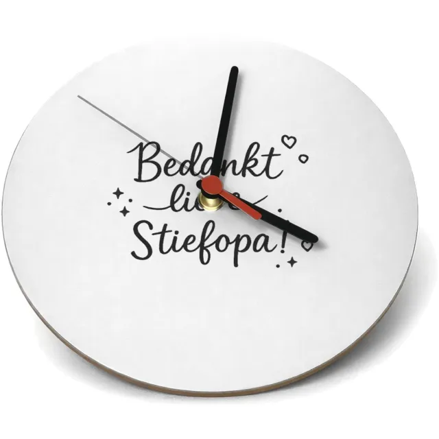 Mr Cadeautjes Klok rond Ø 19 - design Persoonlijk bedankje voor een stiefopa in speelse, sobere ty | cadeau Wit