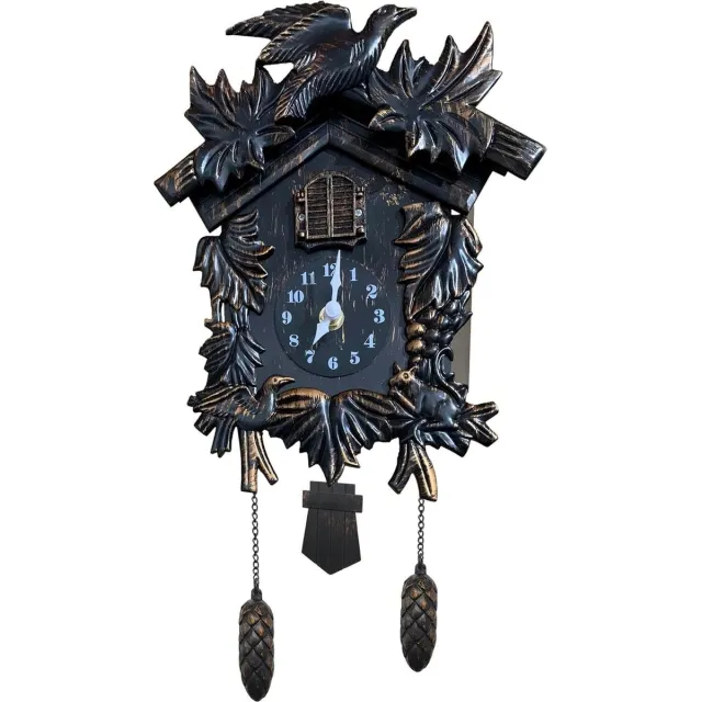 Lexium Store Lexium Koekoeksklok Modern - Minimalistische Koekoeksklok - Koekoek - Cuckoo Clock - Wandklok Zwart