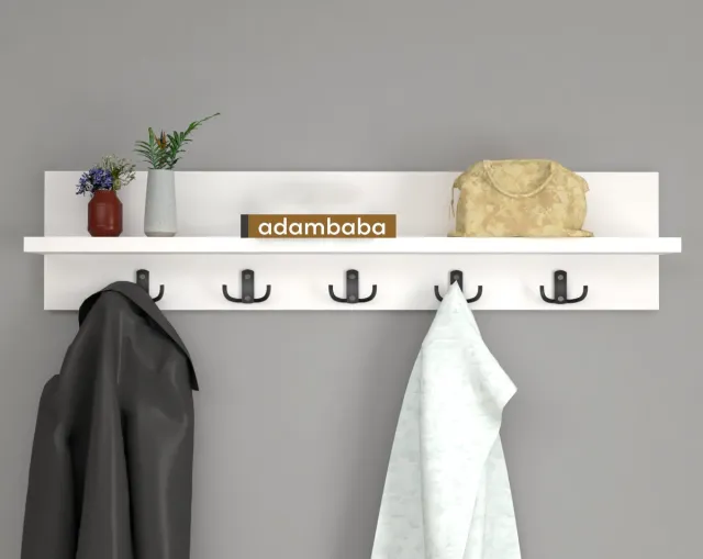 adambaba Kapstok - Wandplank - Wit - 80 cm