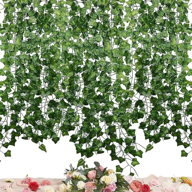 Flintry 24 stuks Kunstmatige Klimop Guirlande - 200CM Lang - Groene Kunststof Hangplant voor Muurdecoratie - Ideaal voor Bruiloften, Feesten & Thuisdecoratie Groen(24pcs)