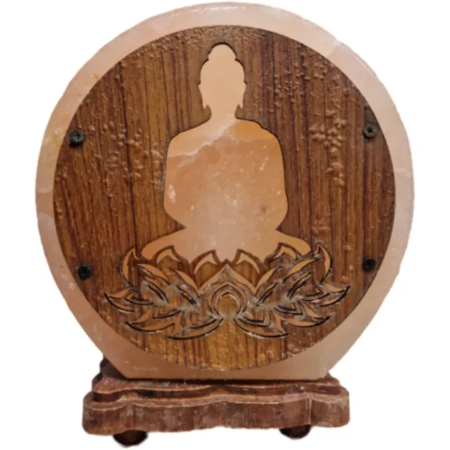 Ruben Robijn Zoutsteen lamp lotus boeddha rond deco incl. elektra Oranje