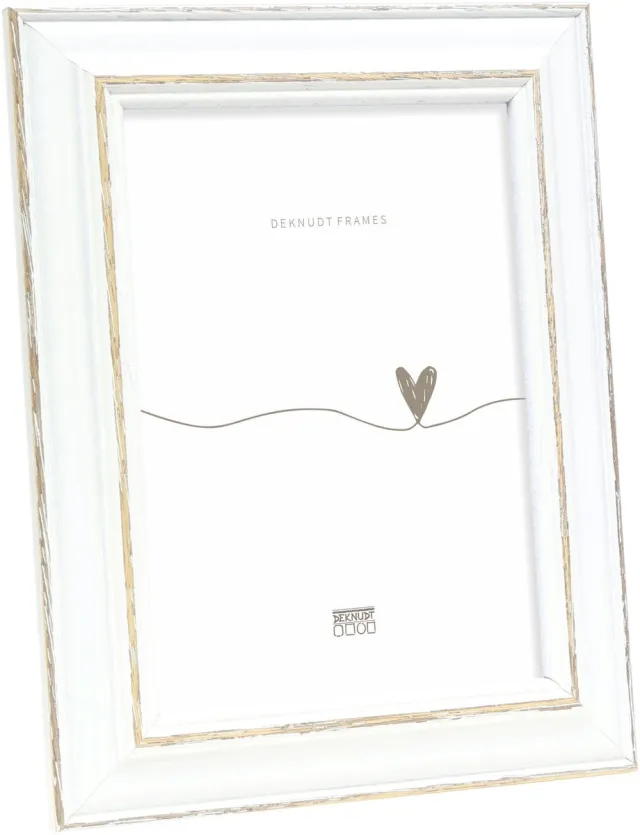 Deknudt Frames fotolijst S221H3 - wit met bruin accent - 20x28 cm