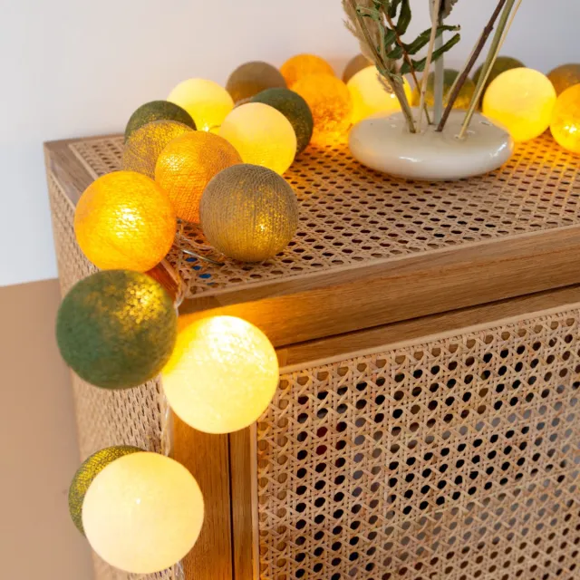 Cotton Ball Lights LED lichtslinger voor binnen - Handgemaakt en Fairtrade - 35 lampjes - Jungle