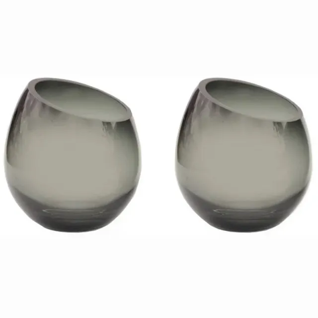 Vase The World Waxinehouder Moho | Grijs | Ø12.5 x H13 cm | Set van 2 stuks