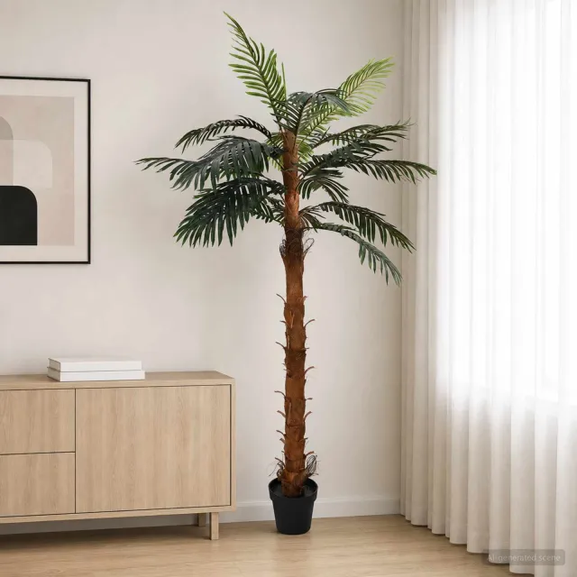 vidaXL Kunstmatige Cocuspalmboom Groen 70 x 20 x 200 cm Stof en Bamboe