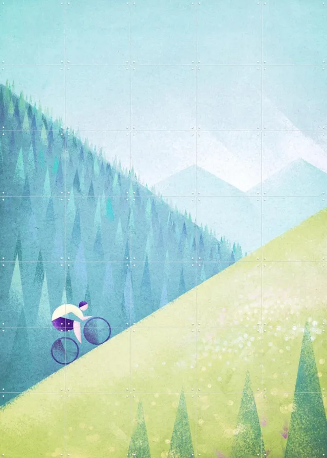 IXXI The Climb, Henry Rivers - 100 x 140 cm - Grote wanddecoratie en posters - Minimalisme, Geometrische Kunst, Kleurrijk, Illustraties, Woonkamer Groen