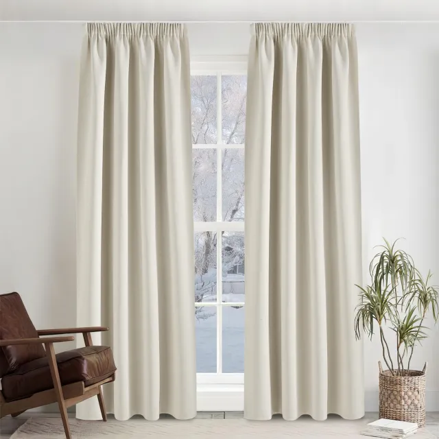 Famanu Verduisterende gordijnen kant-en-klaar, thermische gordijnen voor woonkamer en slaapkamer, 140B x 245H cm, lichtbeige, set van 2, biedt privacy en comfort in je huis