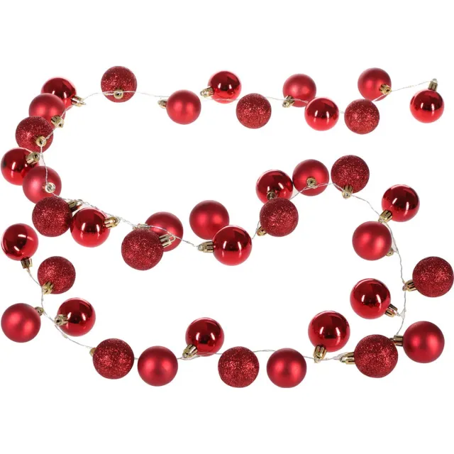 Casaria Kerstverlichting 40 LED´s Incl. Kerstballen - 2 m Mat Rood