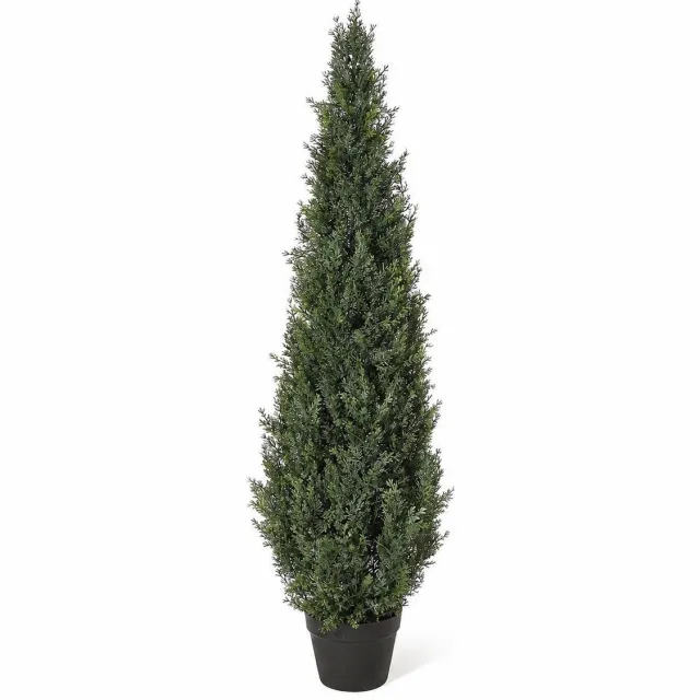 Triumpunpre 120cm UV-bestendige kunstceder/cypres topiary boom in pot – levensechte kunstgroenblijvende plant, onderhoudsvrij en geen water geven nodig, binnen- en buitendecoratie voor voordeur, entree, terras en tuin