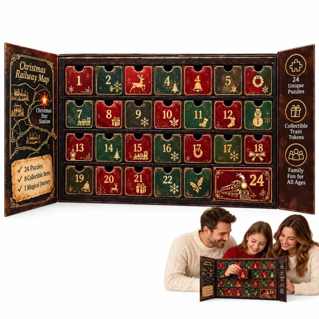 Bobypet Adventskalender - Kerst Adventskalender 2026 - 24 Dagen Aftelkalender met Puzzels - Escape Room Spel voor Thuis - Interactieve Kersttrein - Kerstcadeau voor Familie Groen