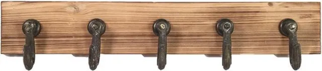 Boltze Kapstok - 5 haaks - Metaal - Bruin - 60cm - Hout - Wand - Industrieel - Boltze