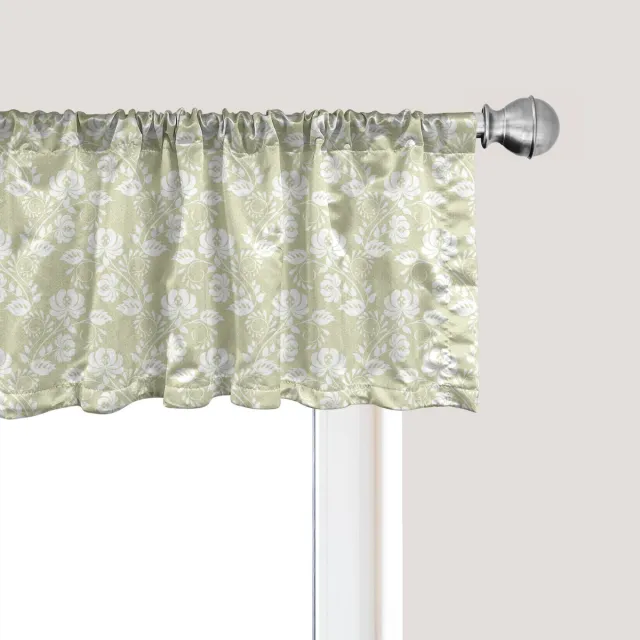 ABAKUHAUS Vintage Raamvalletje, Gordijnvalletje voor Keuken en Slaapkamer met Tunnelzoom, 137 cm x 45 cm, Licht kaki wit