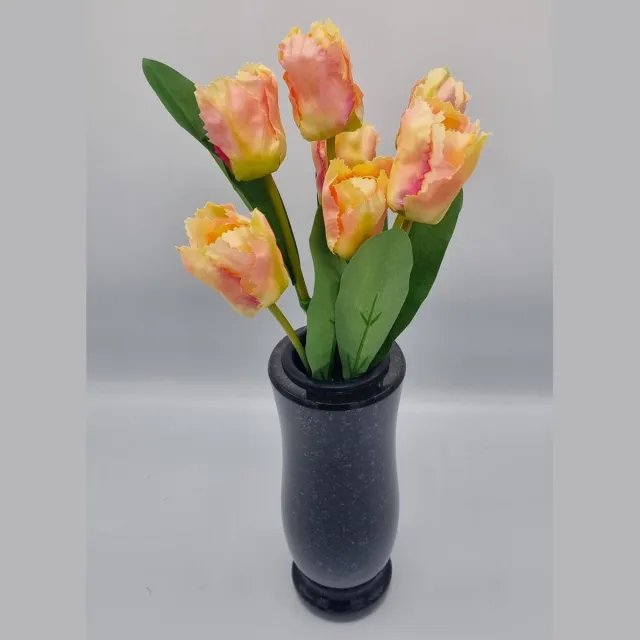 Bomm Boeket - Tulp - U644-m1/1 - 36cm - Zalm/Roze - 7 bloemen - Grafdecoratie - Zijdenbloemen - Kunstbloemen
