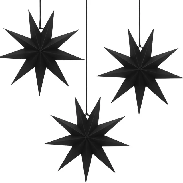 Famanu Papieren kerststerren van 30 cm, opvouwbaar, set van 3 voor kerstdecoratie wit