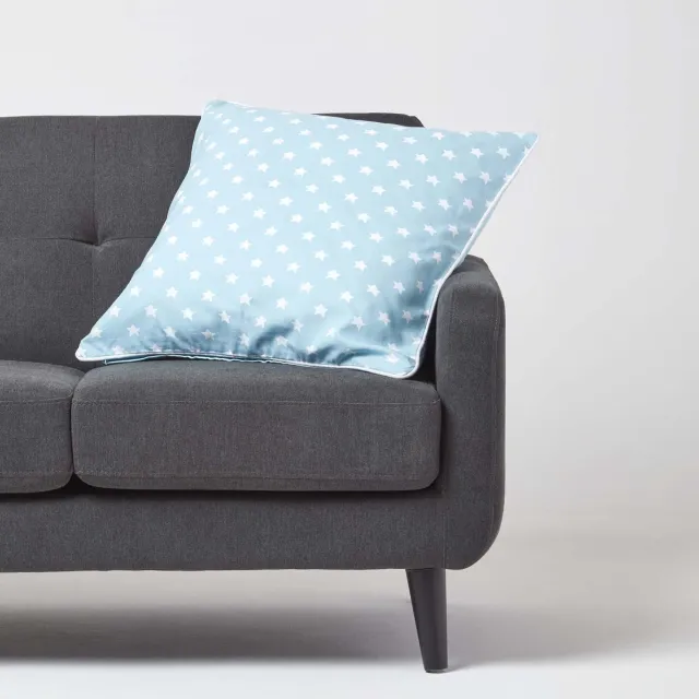 Homescapes Katoenen kussenhoes met sterren, blauw, 60 x 60 cm