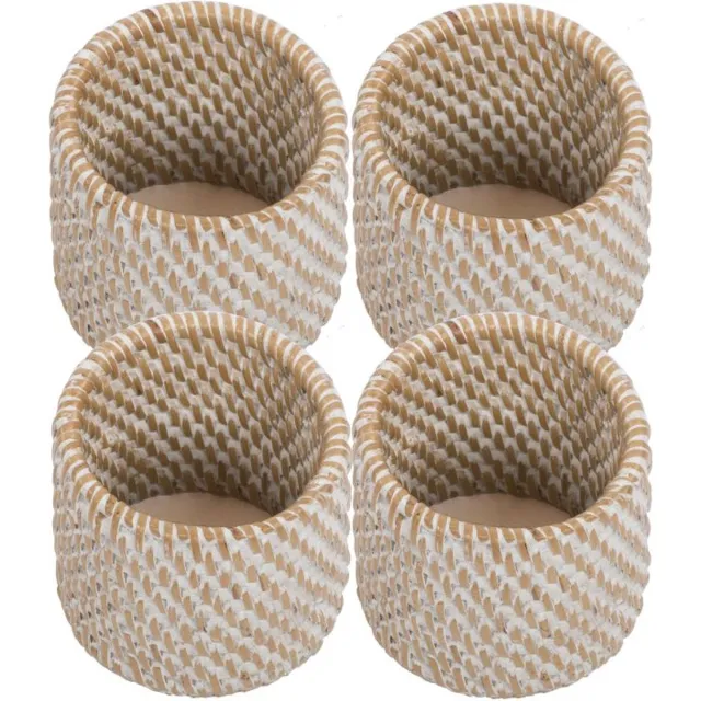 Tiseco Servetringen Rotan - SET/8 - 4,5x5 cm, wit WHITE