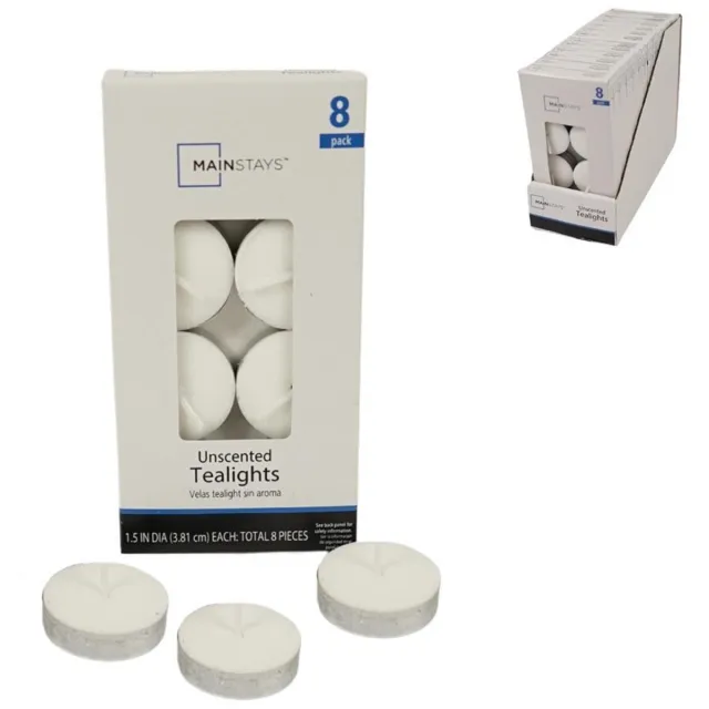 Mainstays Theelichten - wit 8 stuks